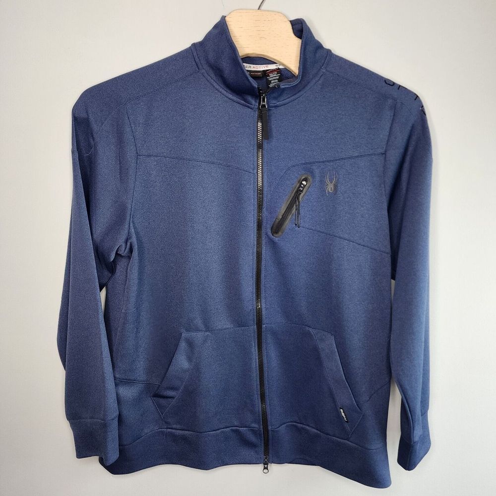 Spyder Active Sweater Mens Size‎ XXL  Blue Full Zip Outdoor Mock Neck Athletic